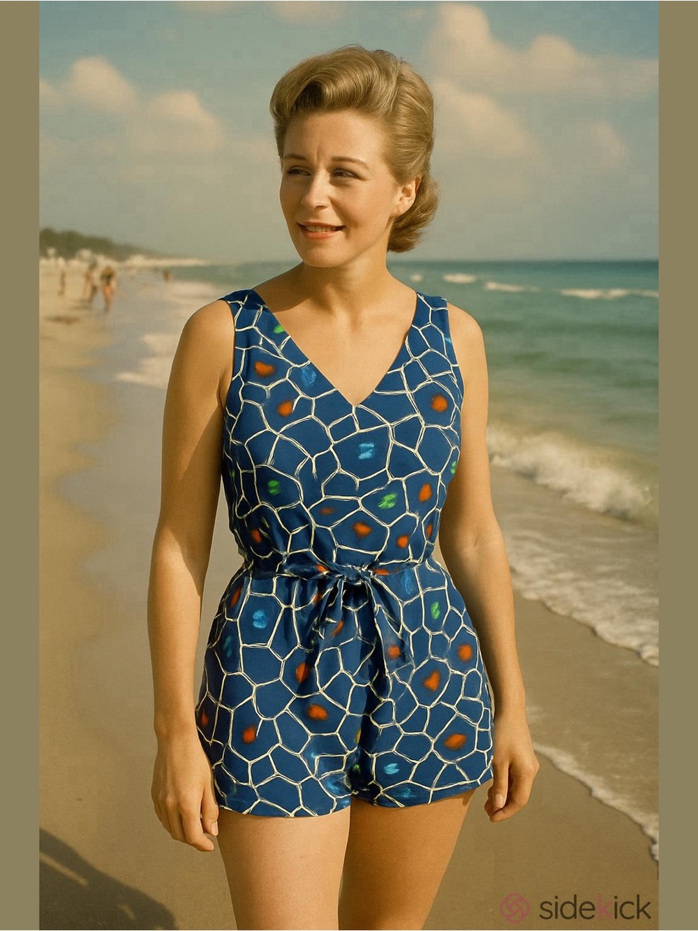 Vintage 60s 70s Maxine Of Hollywood Pinup Retro One Piece Swimsuit Artsy Summer